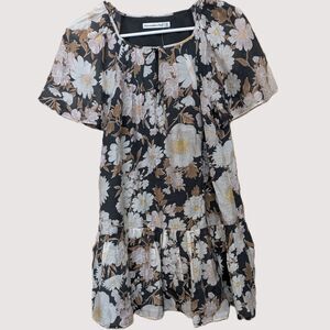 Abercrombie & Fitch Dress w/ Pockets Womens  XSP Gray Floaty Trapeze Mini Floral